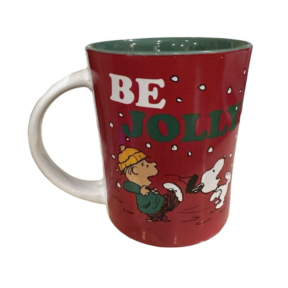 PEANUTS Linus and Snoopy "BE JOLLY" Illustrated Holiday Christmas Coffee Mug